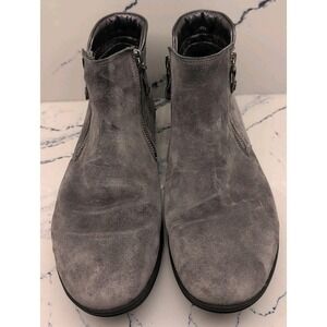 Hartjes XS Ankle Boot Women's Size‎ 6 Gray Suede Side Zip Up Flat Heel